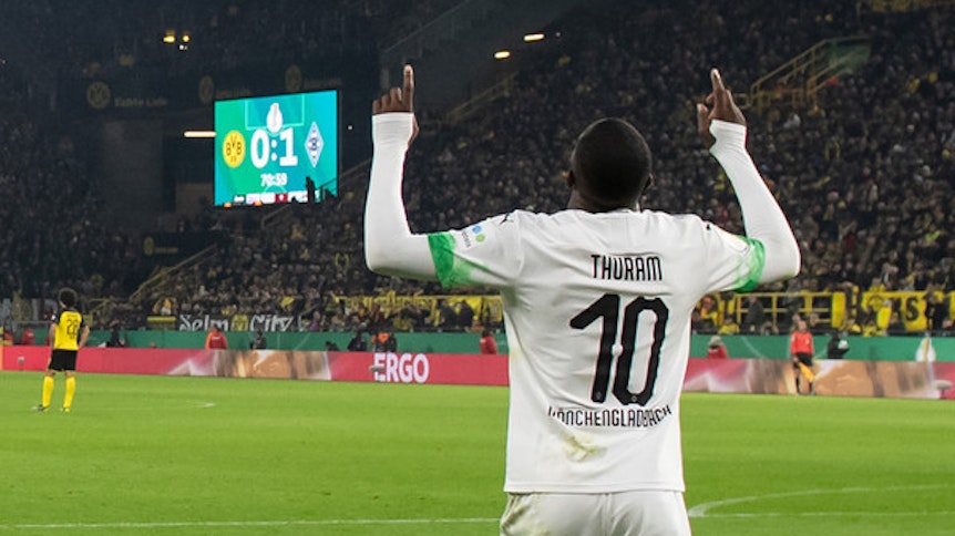 Marcus Thuram zeigte sein Können im Pokalspiel gegen Borussia Dortmund, als er zum 1:0 traf.