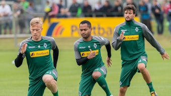 Oscar Wendt (links), Raffael (Mitte) und Tobias Strobl droht bei Borussia Mönchengladbach ein Abschied vor leerer Kulisse.