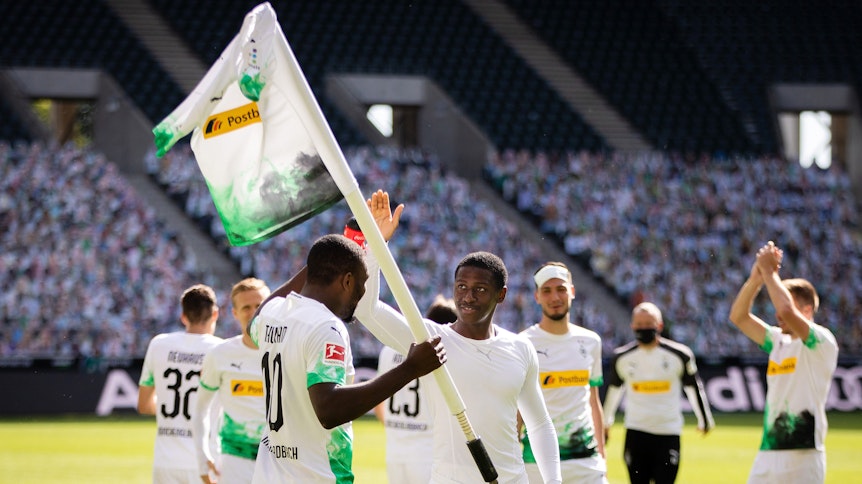 Mamadou Doucouré (r.) feierte gegen Union Berlin nach einer knapp vierjährigen Leidenszeit sein Bundesliga-Debüt für Borussia Mönchengladbach.