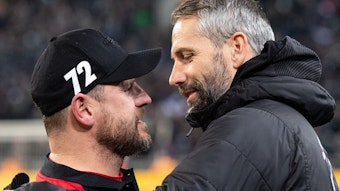 Diese beiden Bundesliga-Trainer verstehen sich auch privat richtig gut: Paderborns Steffen Baumgart (l.) und Marco Rose (r.) von Borussia Mönchengladbach.
