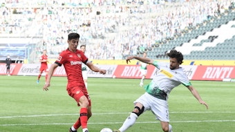 Tobias Strobl (r.) bestritt am 23. Mai sein letztes Spiel für Borussia, seinerzeit bei der Heimniederlage gegen Leverkusen. Der Mittelfeldspieler zog sich in diesem Spiel eine Muskelverletzung zu.