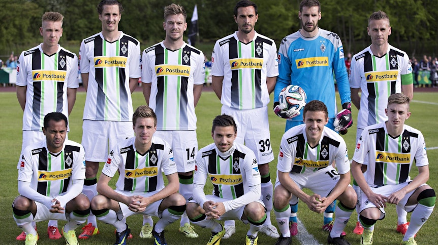 Mit Stranzl, Daems, Brouwers, Raffael, Kruse und Co - im Mai 2014 trug Sinan Kurt (ganz rechts, kniend) noch das Trikot der Borussia. Im August 2014 wechselte er zu Bayern München, später zu Hertha BSC.