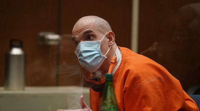 Michael Gargiulo, der „Hollywood Ripper“, bei seiner Einlassung vor dem Superior Court in Los Angeles am 16. Juli 2021.