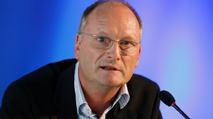 ARD-Wetterexperte Sven Plöger bei einem Extremwetterkongress in Hamburg am 23. September 2013.