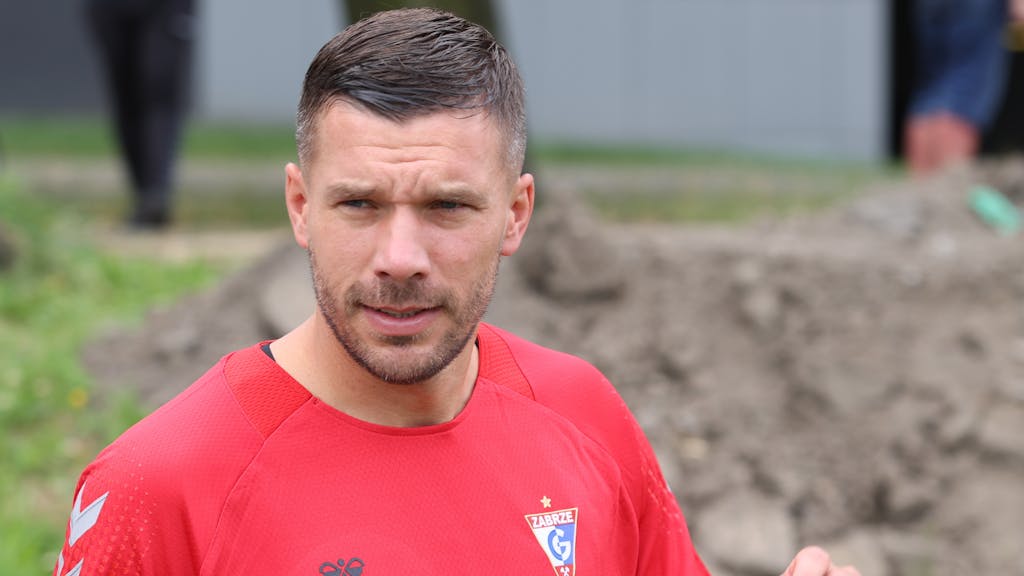Lukas Podolski während einer Trainingseinheit bei Gornik Zabrze