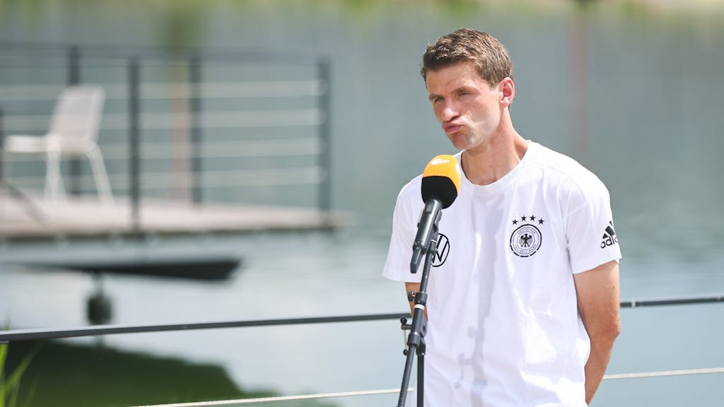Thomas Müller am 26. Juni während der EM bei einem ZDF-Interview.