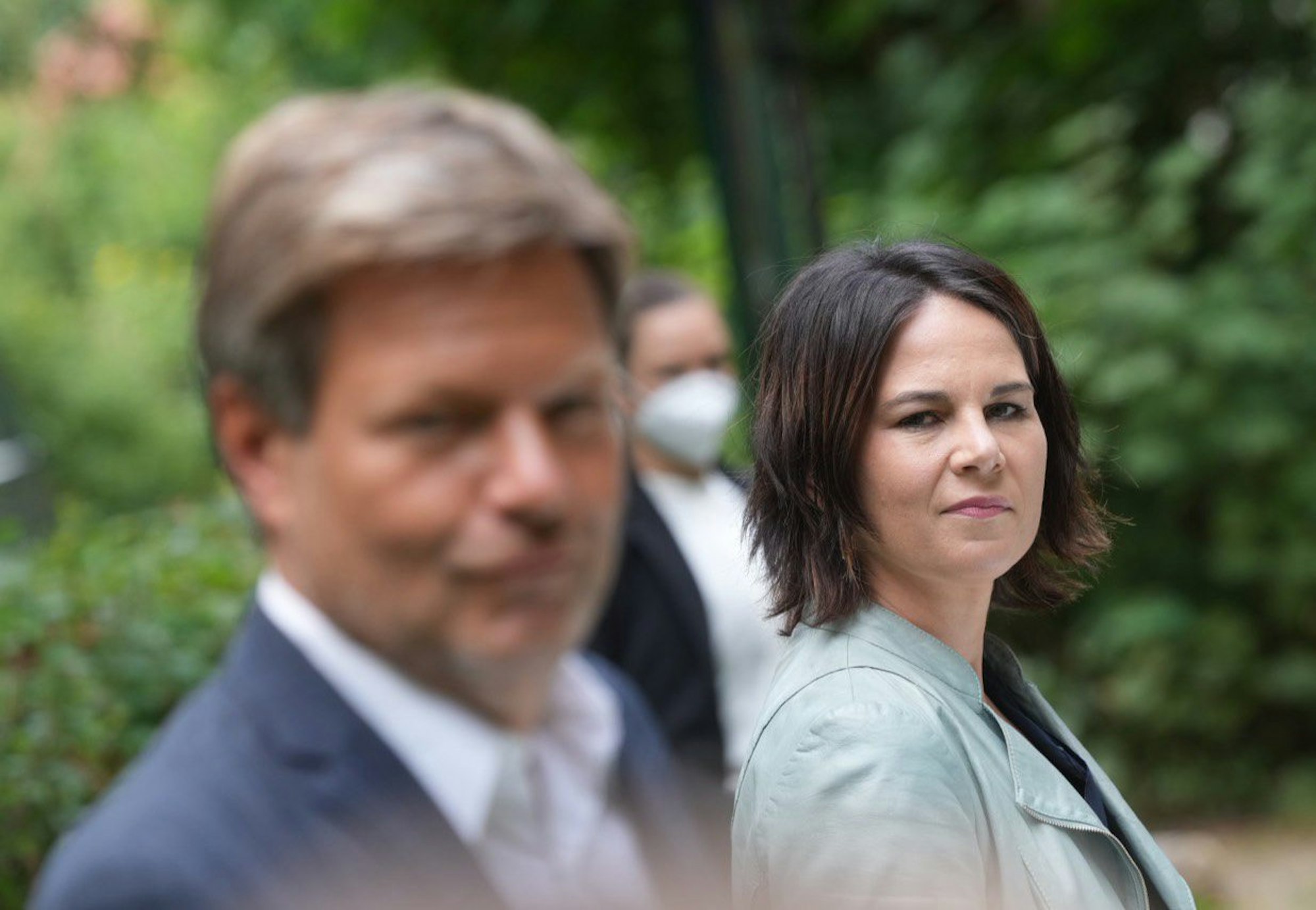 Annalena Baerbock, und Robert Habeck stellen am 03.08.2021 in Biesenthal das „Klimaschutz-Sofortprogramm“ ihrer der Grünen vor.