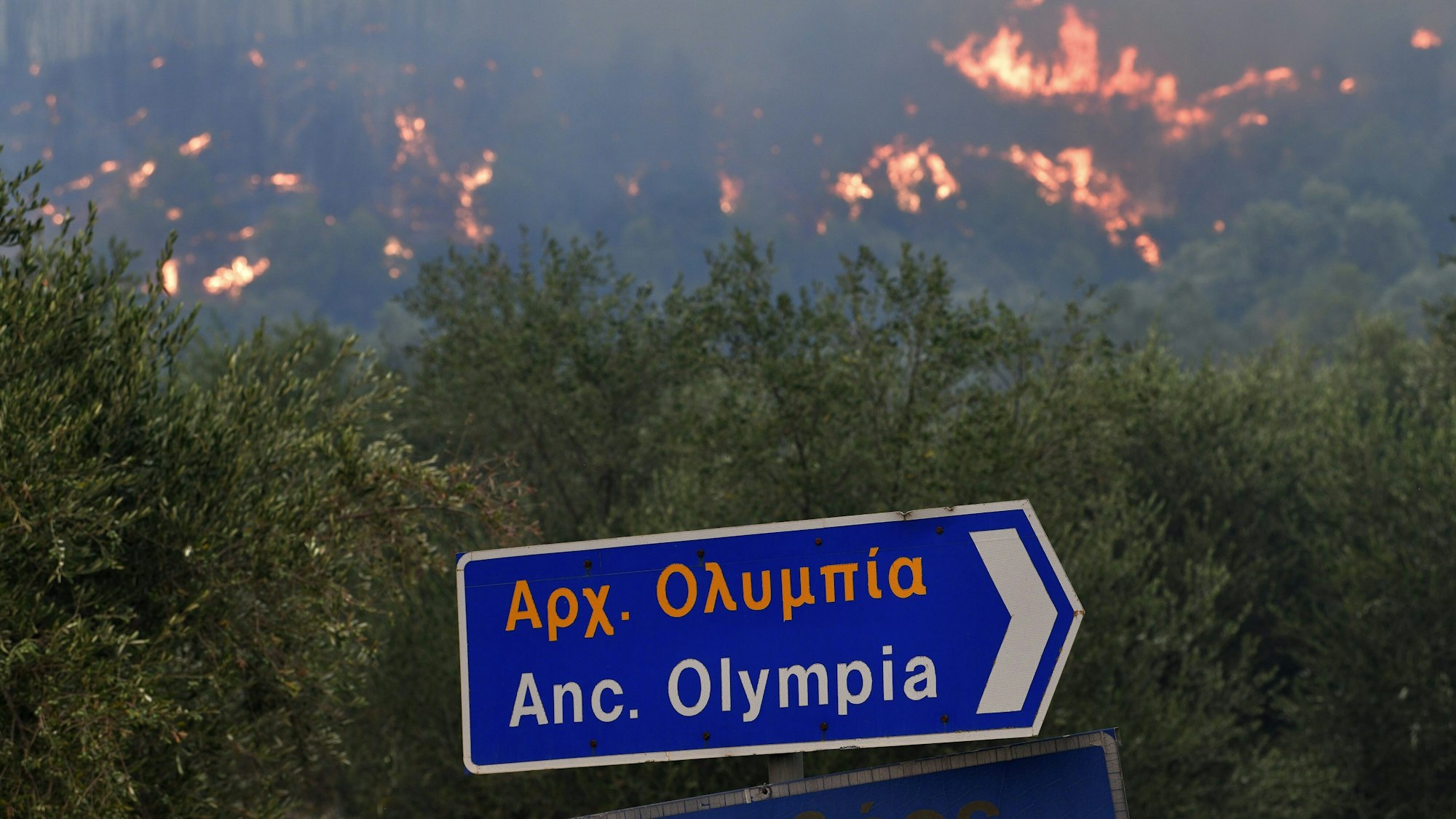 Waldbrand in Griechenland: Vorsichtige Entwarnung für die antike Stätte Olympia am 5. August 2021.
