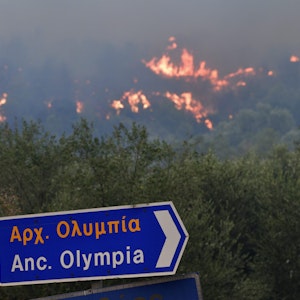 Waldbrand in Griechenland: Vorsichtige Entwarnung für die antike Stätte Olympia am 5. August 2021.