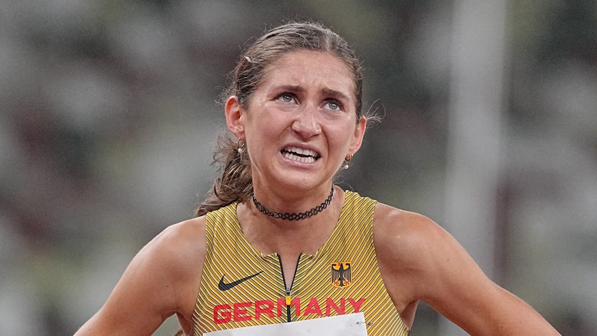 Gesa Felicitas Krause nach dem Finale über 3000 Meter Hindernis bei den Olympischen Spielen