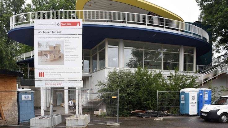 Das Parkcafé im Kölner Rheinpark ist derzeit noch eine Baustelle.