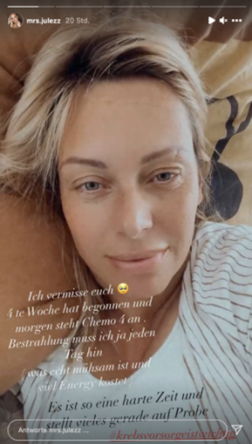 In ihrer Instagram-Story vom 9. August postete Julia Holz Videos und dieses Foto. So hält sie ihre Fans auf dem Laufenden.