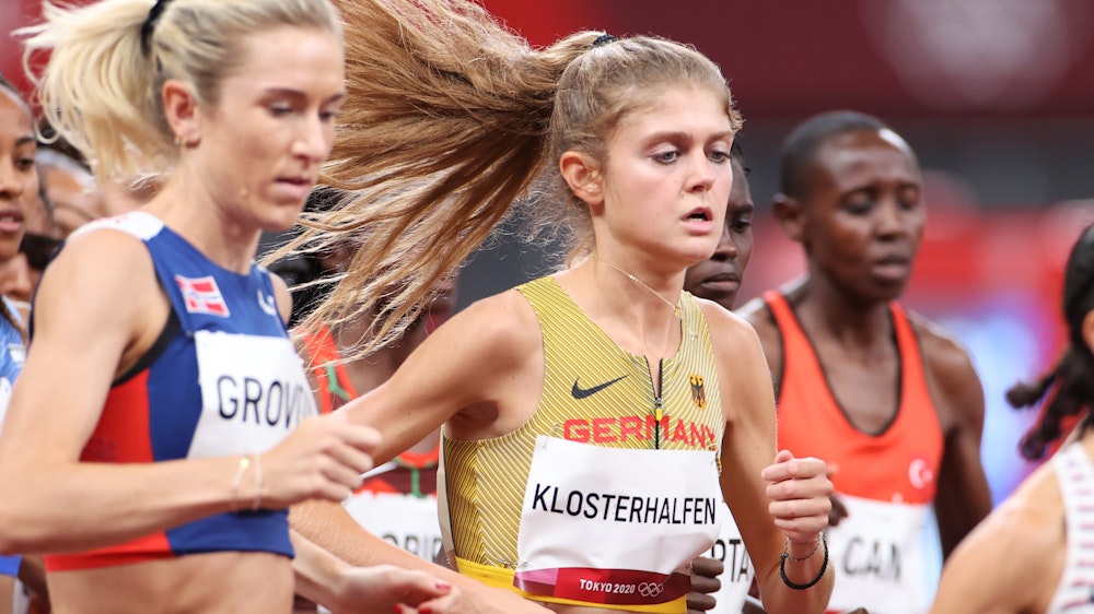 Olympia 2021, 10.000 m, Frauen: Konstanze Klosterhalfen aus Deutschland in Aktion.