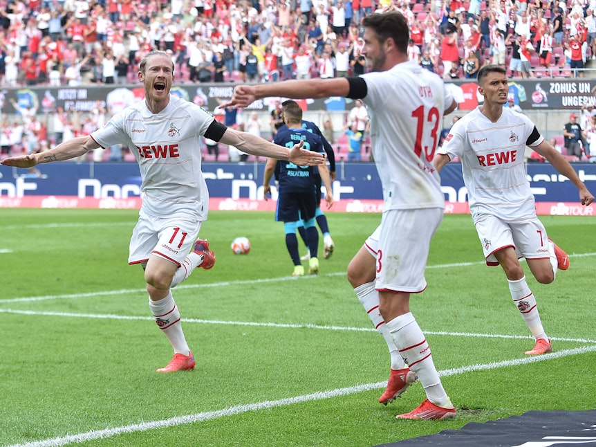 Florian Kainz jubelt für den 1. FC Köln gegen Hertha BSC.