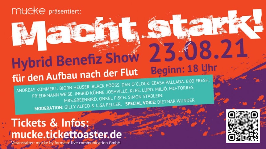 Plakat für Kölner Benefiz-Show. Foto vom Veranstalter zugeschickt, honorarfrei