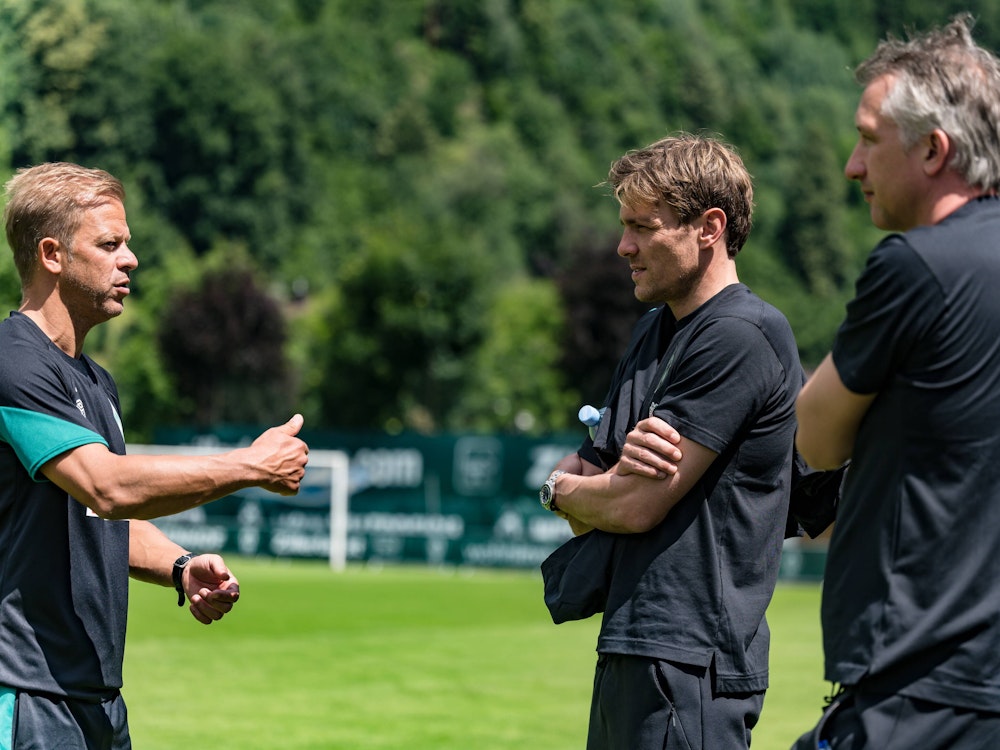 Markus Anfang (SV Werder Bremen) mit Clemens Fritz und Frank Baumann.