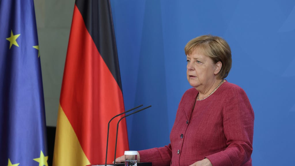 Bundeskanzlerin Angela Merkel informiert die Medien am Dienstag (24. August) bei einer Pressekonferenz nach einem virtuellen G7-Gipfel zu Afghanistan im Kanzleramt.