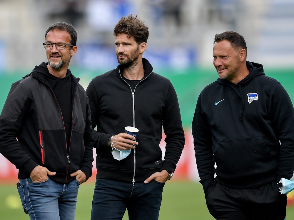 Fredi Bobic, Arne Friedrich und Pal Dardai vor dem Pokalspiel beim SV Meppen