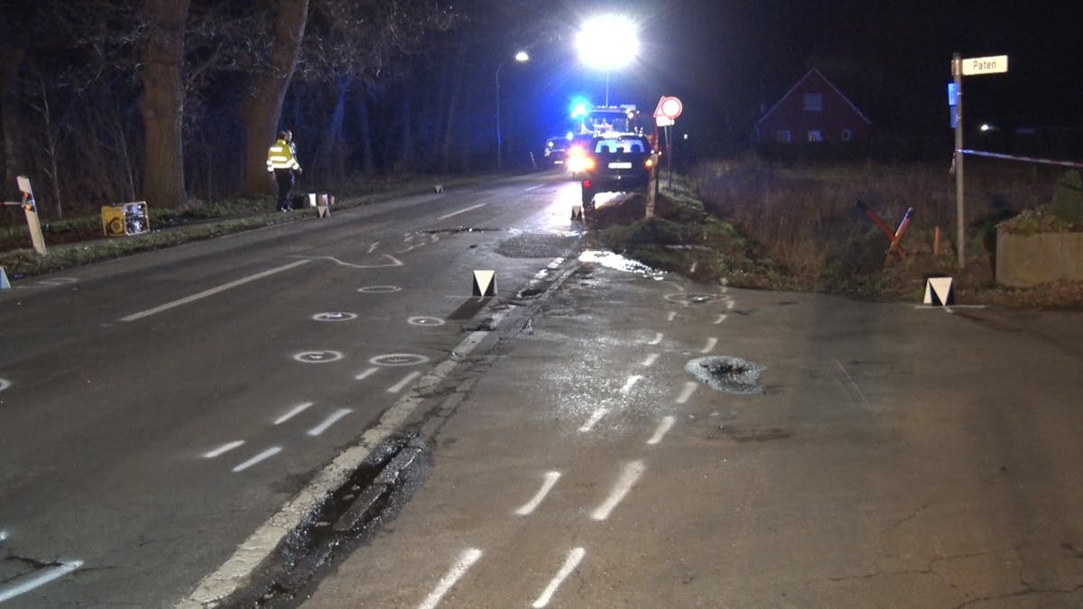 Die Unfallstelle in Lähden (Niedersachsen), an der am Februar 2020 ein 59 Jahre alter Fußgänger von einem Auto angefahren und tödlich verletzt wurde.&nbsp;