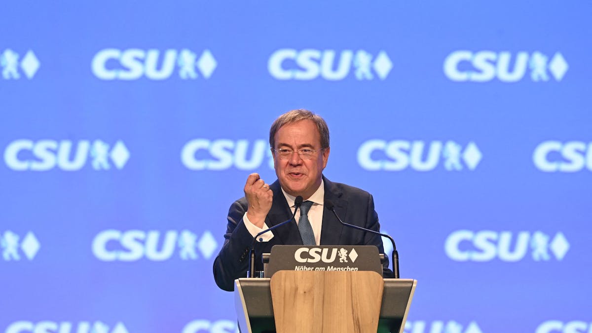 Armin Laschet am 11. September 2021 auf dem CSU-Parteitag in Nürnberg.