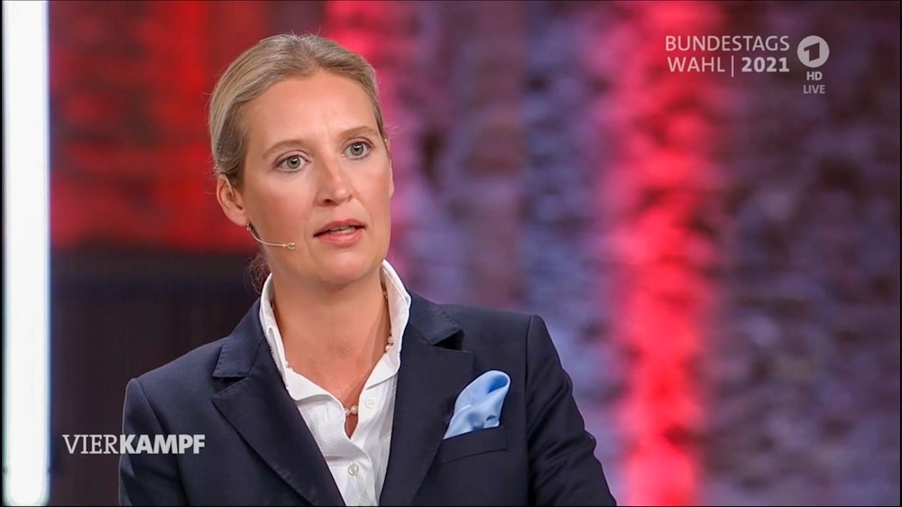 Auf die Frage nach der Klimapolitik der AfD wirkte Alice Weidel im Vierkampf in der ARD am Montag (13. September) hilflos.