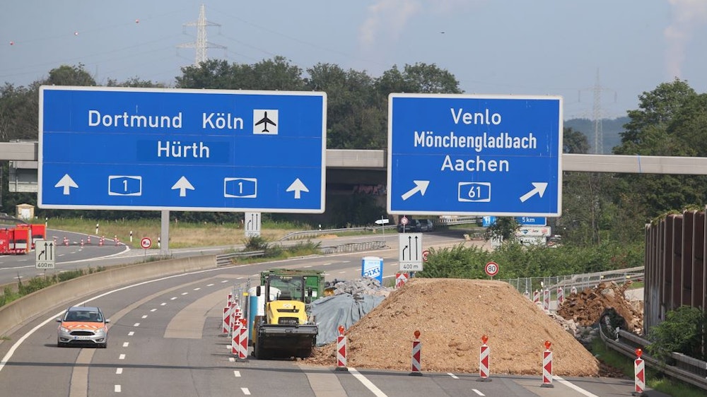 Autobahn A1, Arbeiten nach der Flut im August 2021.