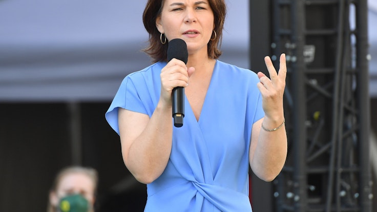 Annalena Baerbock (Bündnis90/Die Grünen), hier bei einer Wahlkampfveranstaltung am 13. September 2021 in Nürnberg, stellte sich am Donnerstagabend im ZDF den Fragen des Publikums.