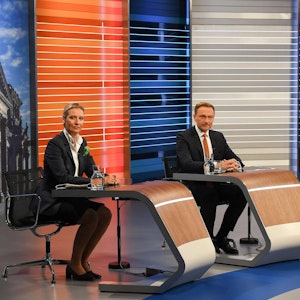 Alice Weidel, Christian Lindner und Markus Söder in der ARD-Schlussrunde am Donnerstag (23. September).