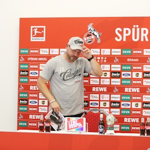 Steffen Baumgart kommt zu einer Pressekonferenz des 1. FC Köln am Geißbockheim.