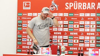 Steffen Baumgart kommt zu einer Pressekonferenz des 1. FC Köln am Geißbockheim.