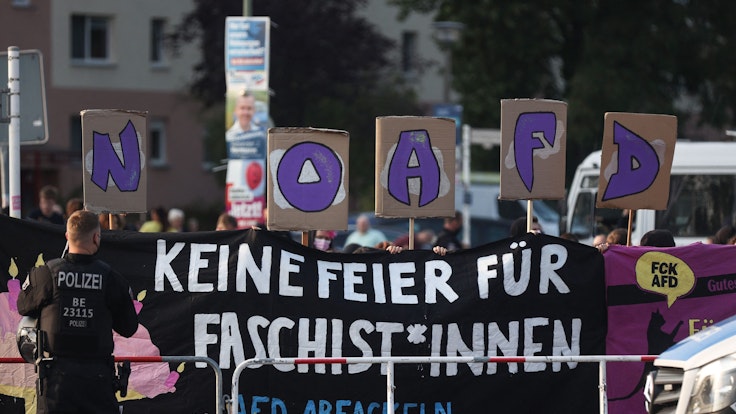 Proteste gegen die AfD am 26. September 2021 im Rahmen der Bundestagswahl in Berlin.