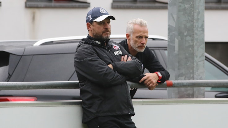 Steffen Baumgart und Mark Zimmermann beim Training des 1. FC Köln.