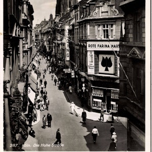 Ein historisches Bild der Hohe Straße in Köln.