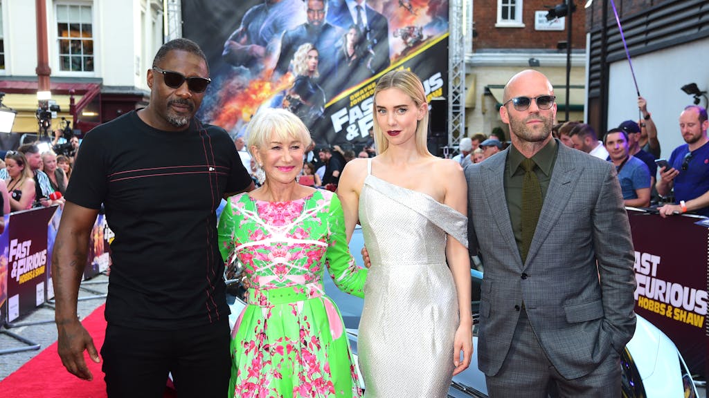 Idris Elba, Helen Mirren, Vanessa Kirby und Jason Statham (v.l.n.r.) bei der „Fast &amp; Furious“-Premiere im Juli 2019.