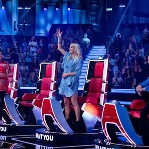 Die „The Voice of Germany“-Coaches Mark Forster (l.), Nico Santos, Sarah Connor, und Johannes Oerding.