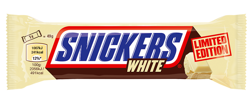 Mars Wrigley bringt zu Beginn des Jahres 2022 wieder die Sonderedition „Snickers White“ in die Supermärkte – aber nur für kurze Zeit.
