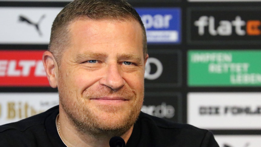 Max Eberl, Sportdirektor von Borussia Mönchengladbach, hier bei der Pressekonferenz der Fohlen am 27. August 2021.
