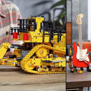 Lego Neuheiten Oktober 2021, Lego Technic Cat D11 Bulldozer und Lego Ideas Fender Stratocaster E-Gitarre.