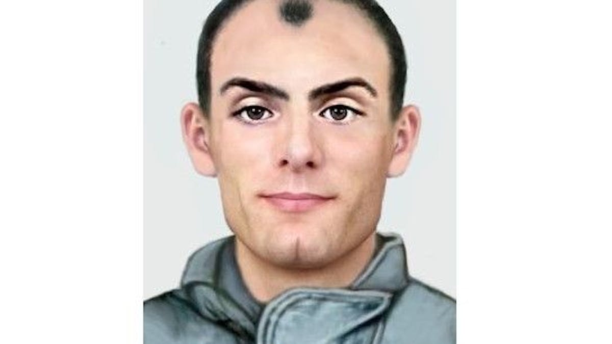 Mit dieser grafischen Rekonstruktion des Gesichts eines Mordopfers hoffen die Ermittler, einen 29 Jahre alten Mordfall doch noch aufzuklären. Der 25 bis 35 Jahre alte Mann war in Kaarst in der Nähe der Autobahn A52 erschossen aufgefunden worden. 