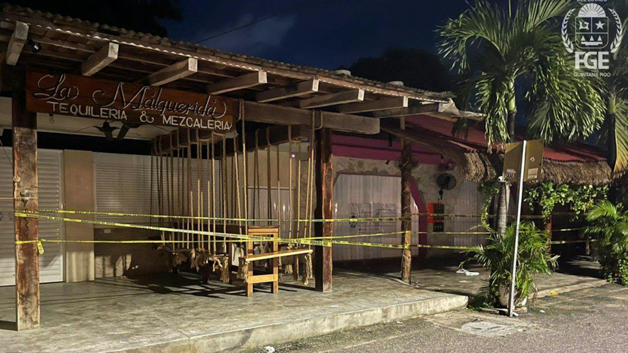 Eine Deutsche wurde bei einer Schießerei im mexikanischem Urlaubsort Tulum getötet. Das Foto (aufgenommen am 21. Oktober 2021) zeigt den Tatort: Die mexikanische Bar„ La Malquerida“.
