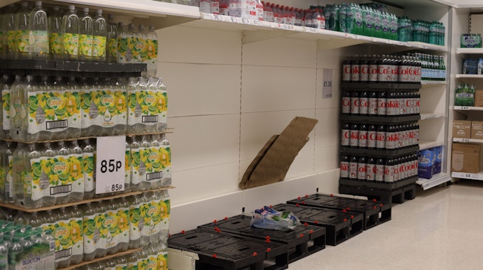 Fehlende Waren – derzeit sind solche Bilder in Großbritannien keine Seltenheit. Dieses Foto wurde am 10. Oktober 2021 in einem Tesco-Supermarkt in London aufgenommen.