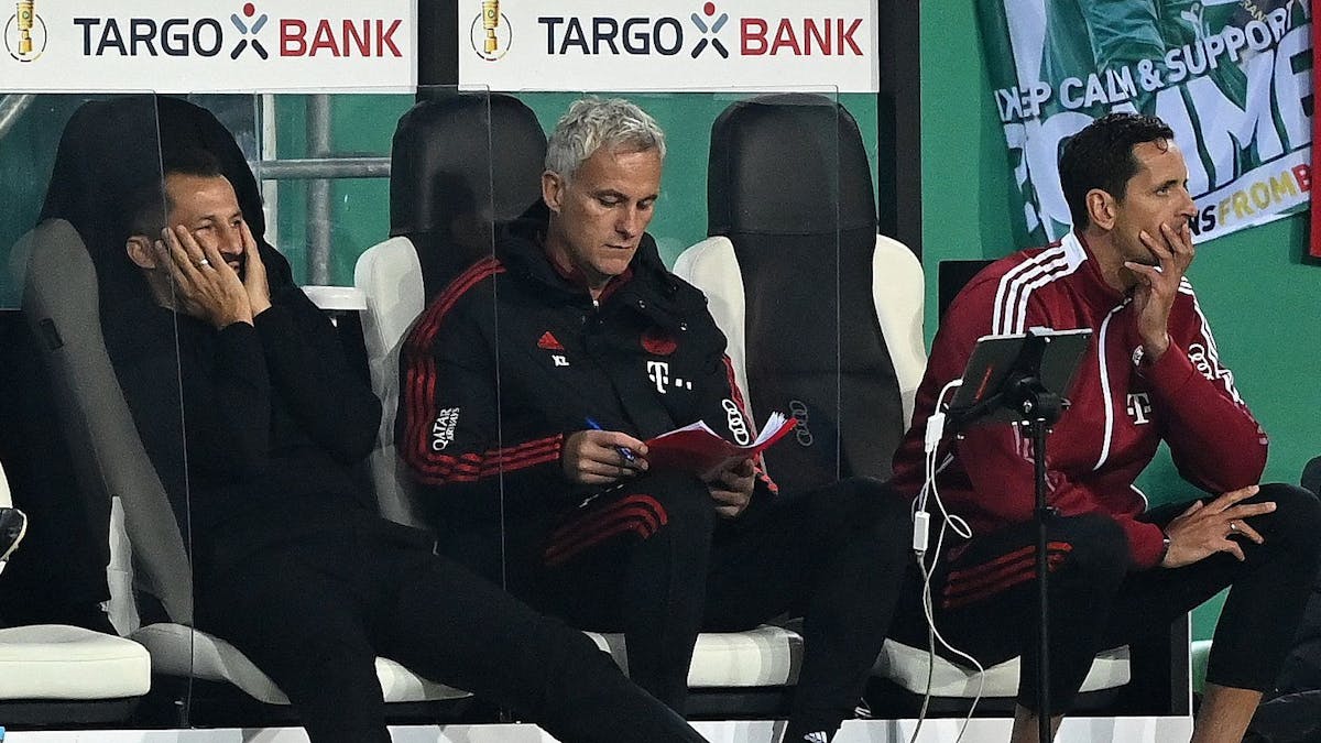 Hasan Salihamidzic und Dino Toppmöller vom FC Bayern München auf der Bank.