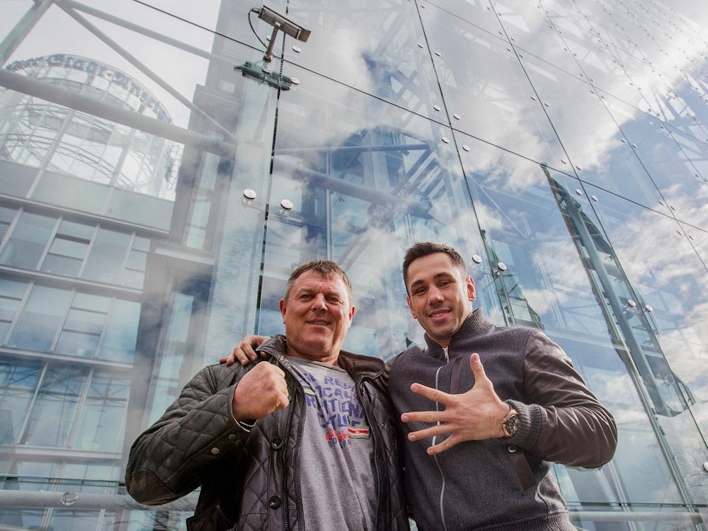 Box-Weltmeister Felix Sturm und Manager Roland Bebak, hier beim Express-Besuch im Februar 2016