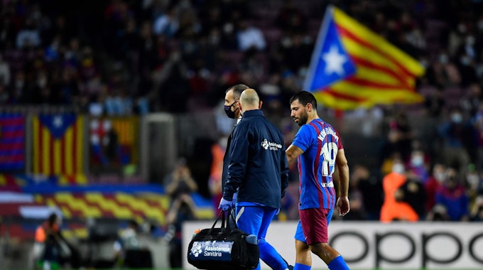 Barca-Star Kun Agüero bei seinem bislang letzten Spiel gegen Deportivo Alavés im Camp Nou