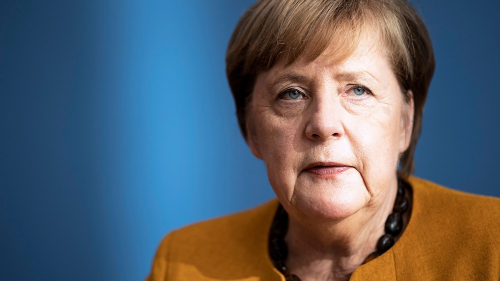 Angela Merkel, aufgenommen im Rahmen einer Bundespressekonferenz nach der Sitzung des Corona-Kabinetts in Berlin, 02.11.2020.