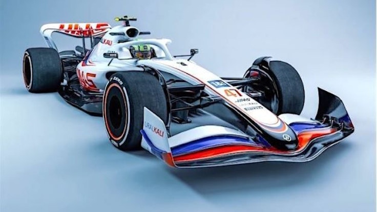 Eine Design-Studie der Formel 1 fürs 2022er Auto in Haas-Farben