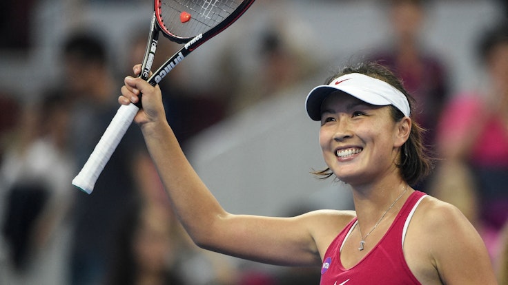 Tennis-Spielerin Peng Shuai nach dem Sieg über Venus Williams bei den China Open