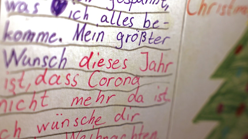 Auf dem Wunschzettel eines Kindes steht «Mein größter Wunsch ist, dass Corona nicht mehr da ist...»