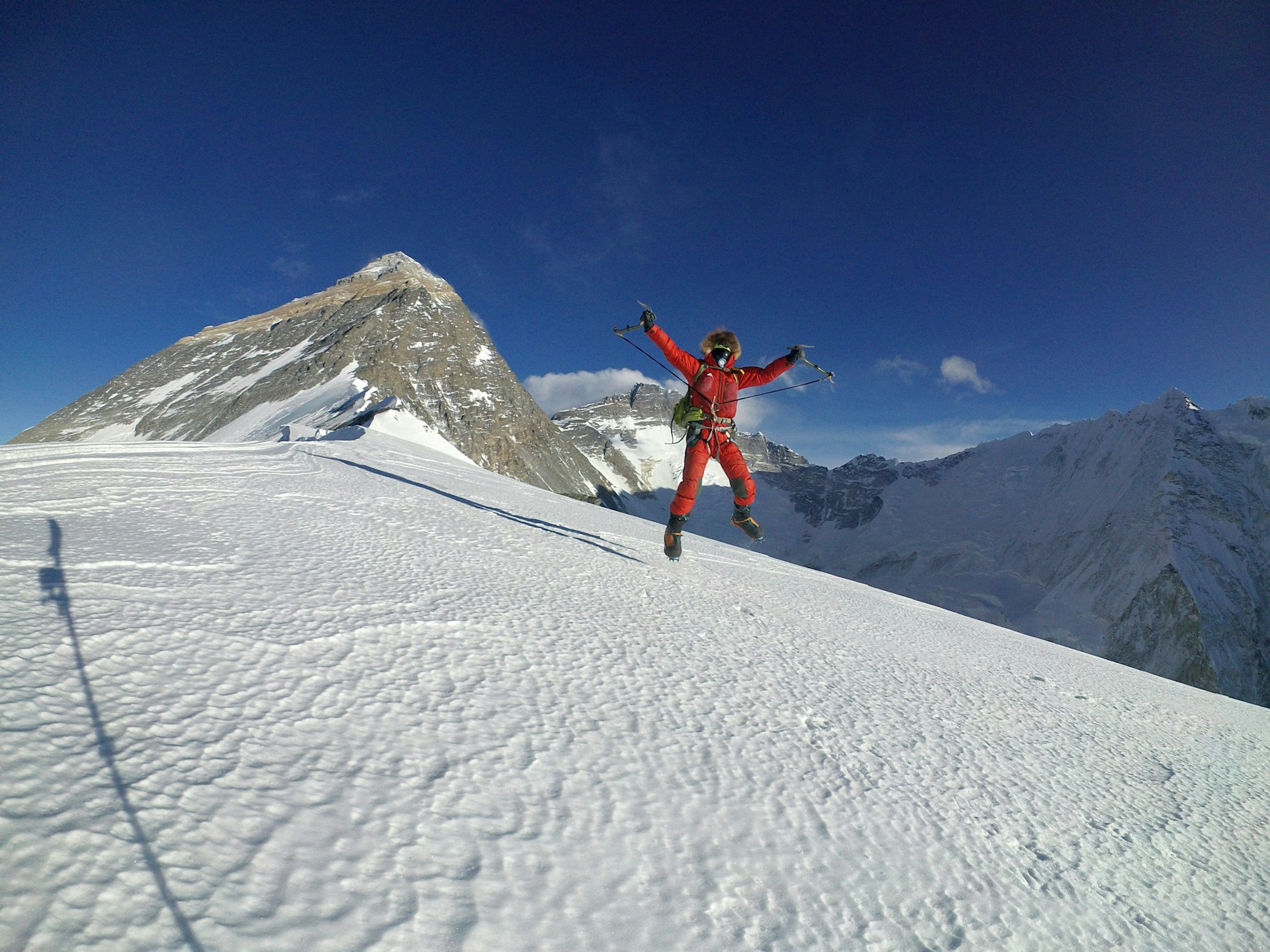 Jost Kobusch am Westgrat des Mount Everest  auf 7350 Meter Höhe.