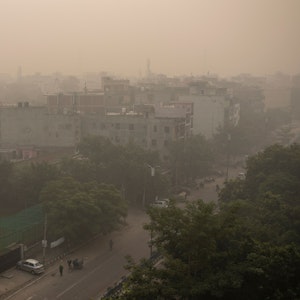 Jedes Jahr sterben nach WHO-Schätzungen weltweit sieben Millionen Menschen frühzeitig infolge von Luftverschmutzung. Das Symbolfoto (aufgenommen am 14. November 2021) zeigt Smog in Indien.